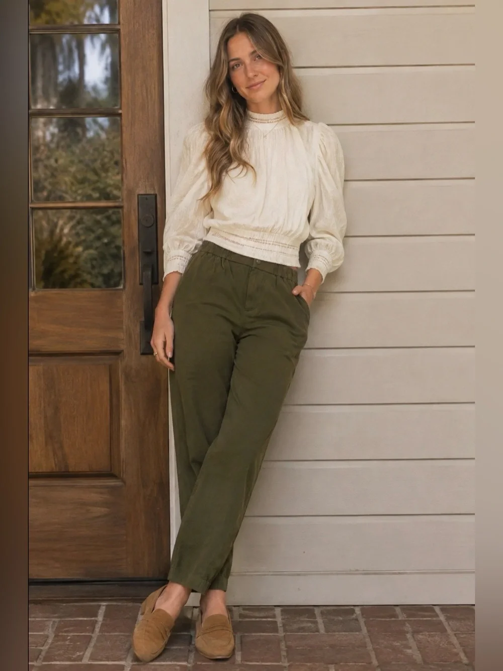 A NEW DAY FOREST GREEN HIGH RISE JOGGERS TROUSER STYLE UP OR DOWN XL EUC